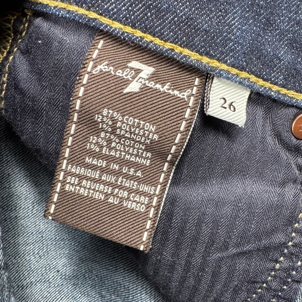 7 For All Mankind Dojo Jeans Women 26 Blue Flare Dark Wash Denim Made in USA - Picture 6 of 10